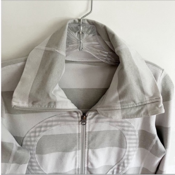Lululemon Stride jacket white silver spoon wide multi stripe zip up - Picture 6 of 9